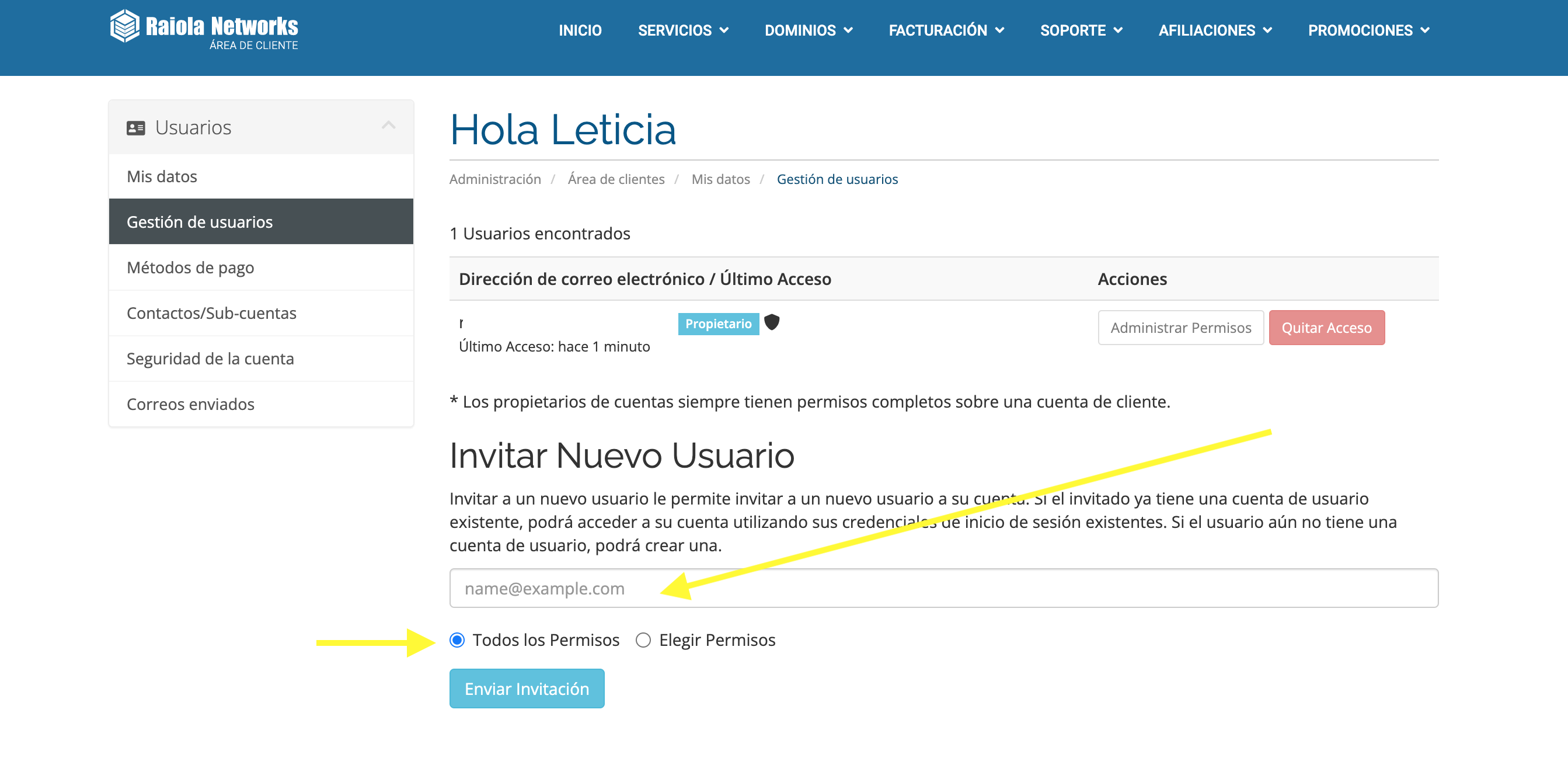 Cómo dar acceso a otra persona a tu hosting de Raiola